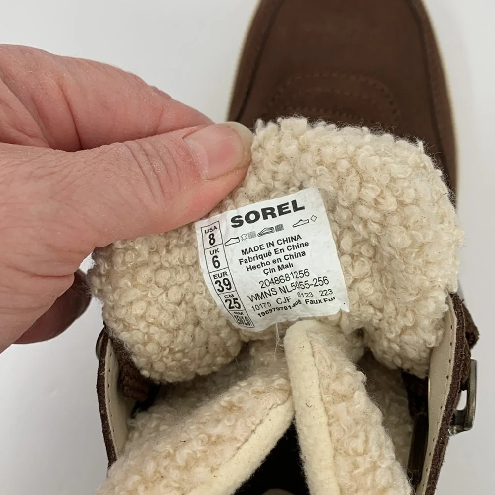 Sorel Out n About Cozy hidden wedge boots suede hiking shearling winter new 8